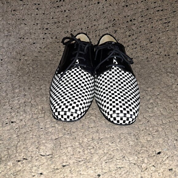 NUEVA EPOCA-Cordova-Woven Black/White Leather Dance Shoes-Sz 6.5UK/8US-NWOB - Picture 3 of 8